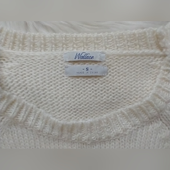 EUC Madewell Wallace cream ribbed crewneck acrylic/wool/mohair cable knit - Picture 3 of 14